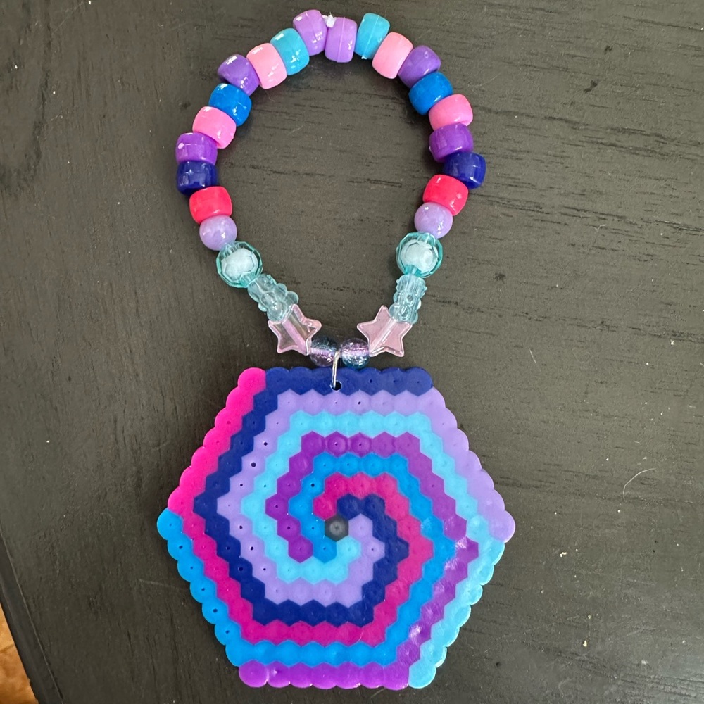 Colorful Spiral Perler Bead Bracelet